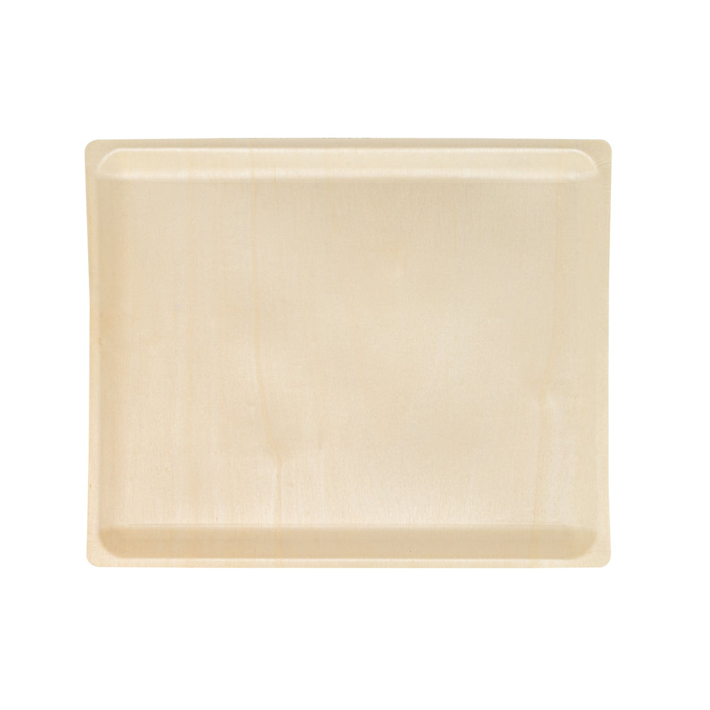 Taipei Rectangle Natural Poplar Plate - 13'' x 10 1/2'' x 1/2'' - 200 count box