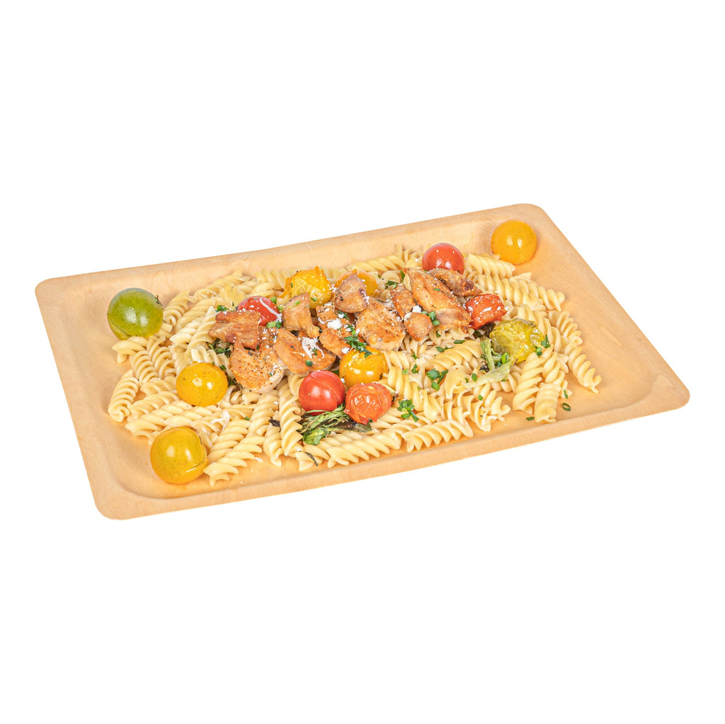 Taipei Rectangle Natural Poplar Plate - 14 1/4'' x 9 3/4'' x 3/4'' - 200 count box