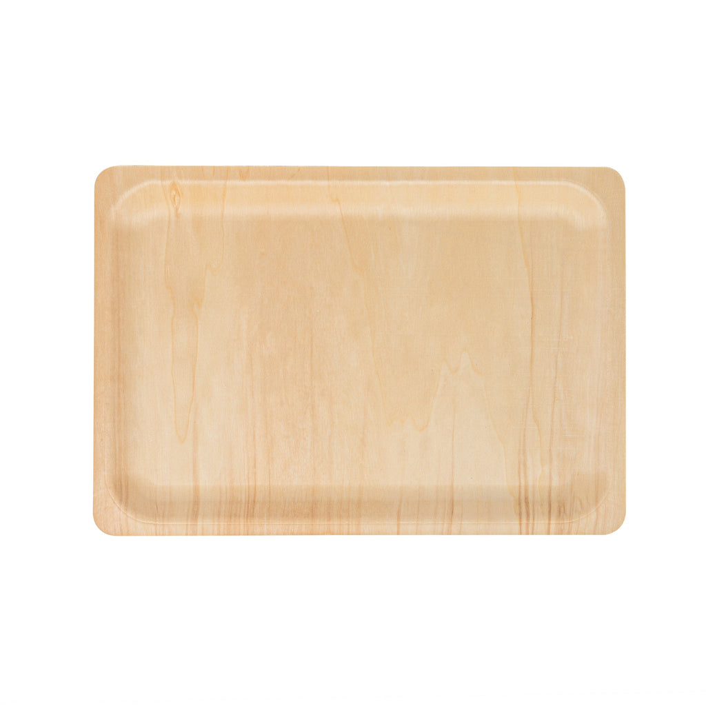 Taipei Rectangle Natural Poplar Plate - 14 1/4'' x 9 3/4'' x 3/4'' - 200 count box