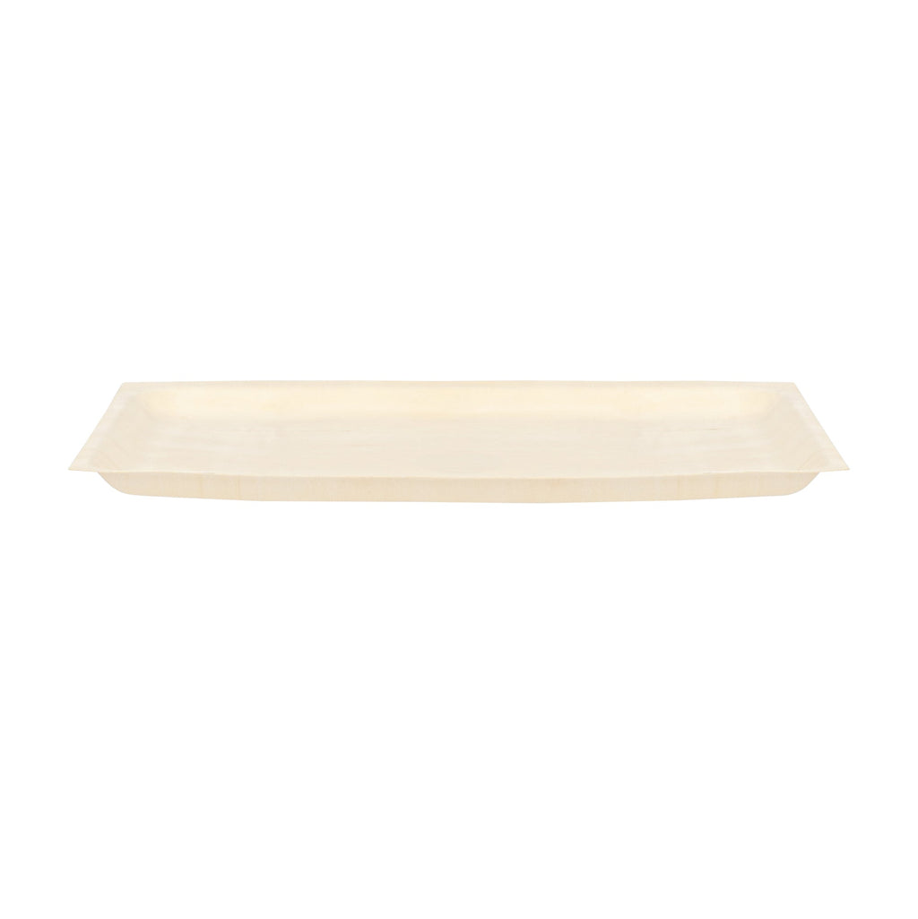 Taipei Rectangle Natural Poplar Plate - 10 3/4'' x 7 1/4'' x 3/4'' - 50 count box