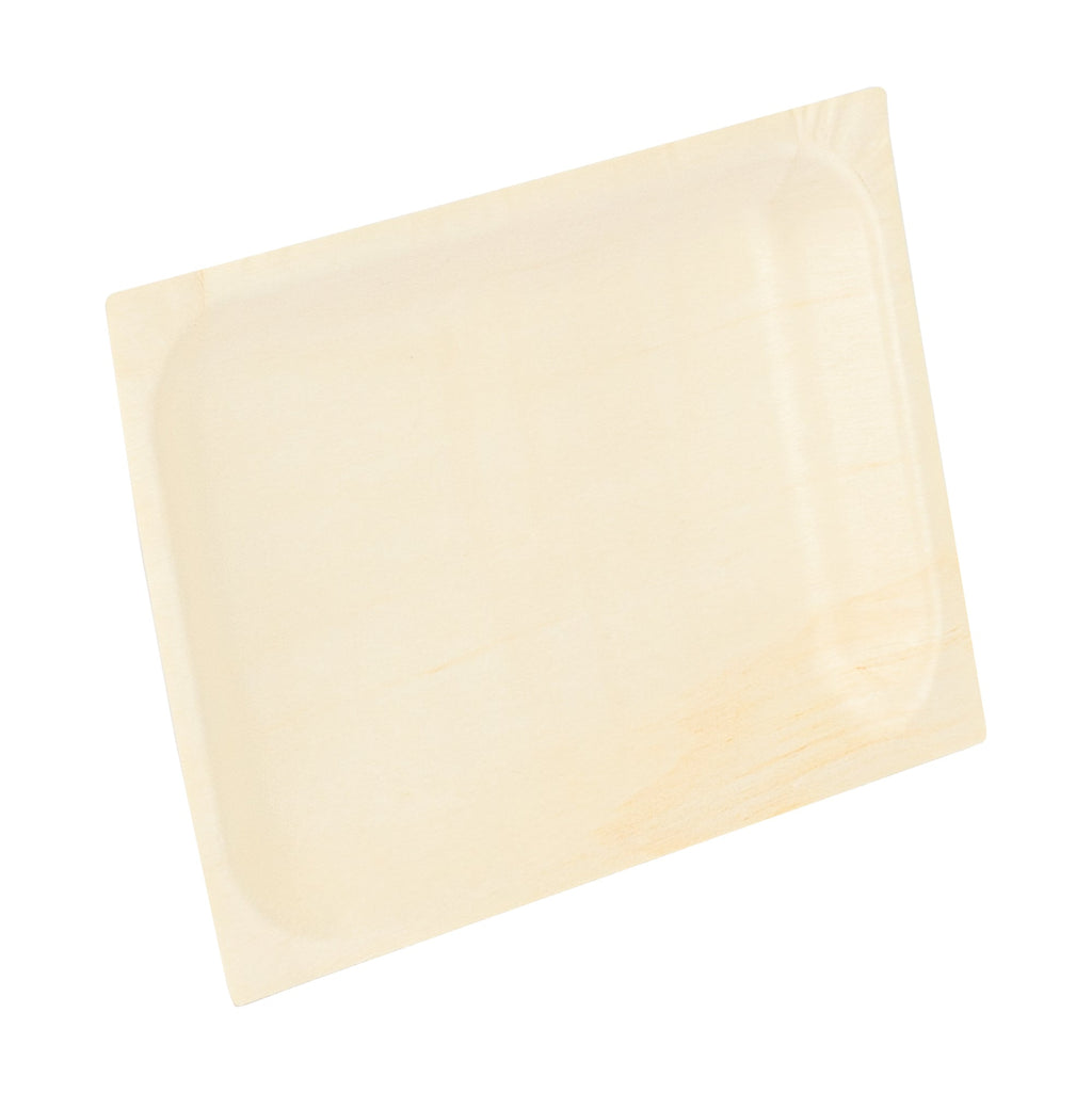 Taipei Rectangle Natural Poplar Plate - 7'' x 5'' x 1/2'' - 50 count box