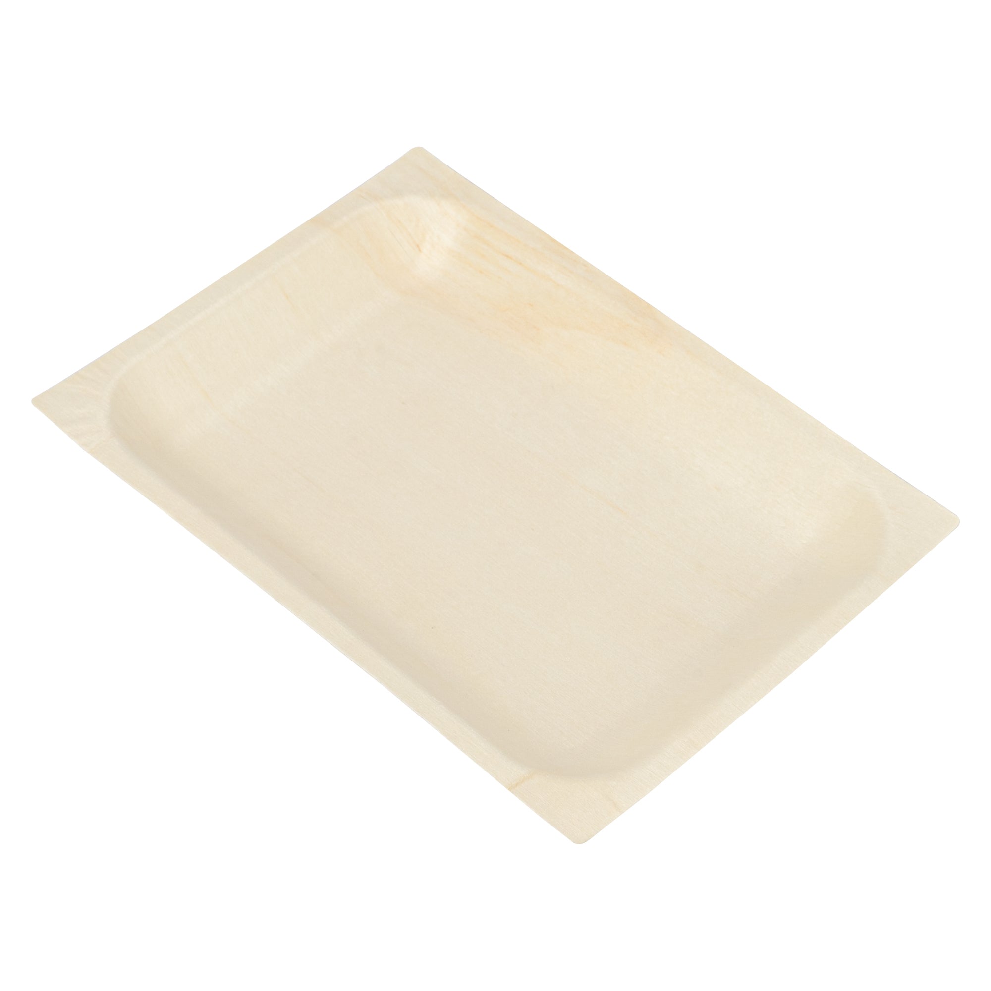 Taipei Rectangle Natural Poplar Plate - 7'' x 5'' x 1/2'' - 50 count box