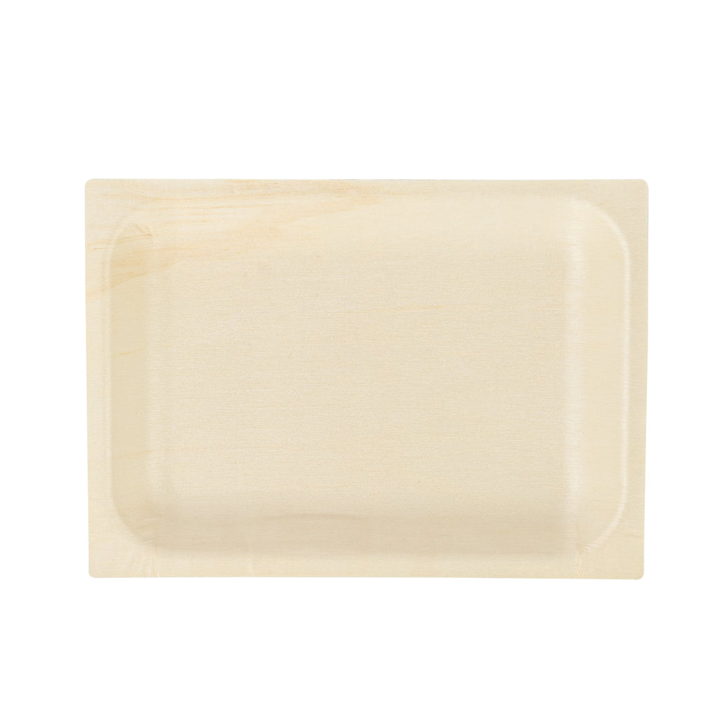 Taipei Rectangle Natural Poplar Plate - 7'' x 5'' x 1/2'' - 50 count box