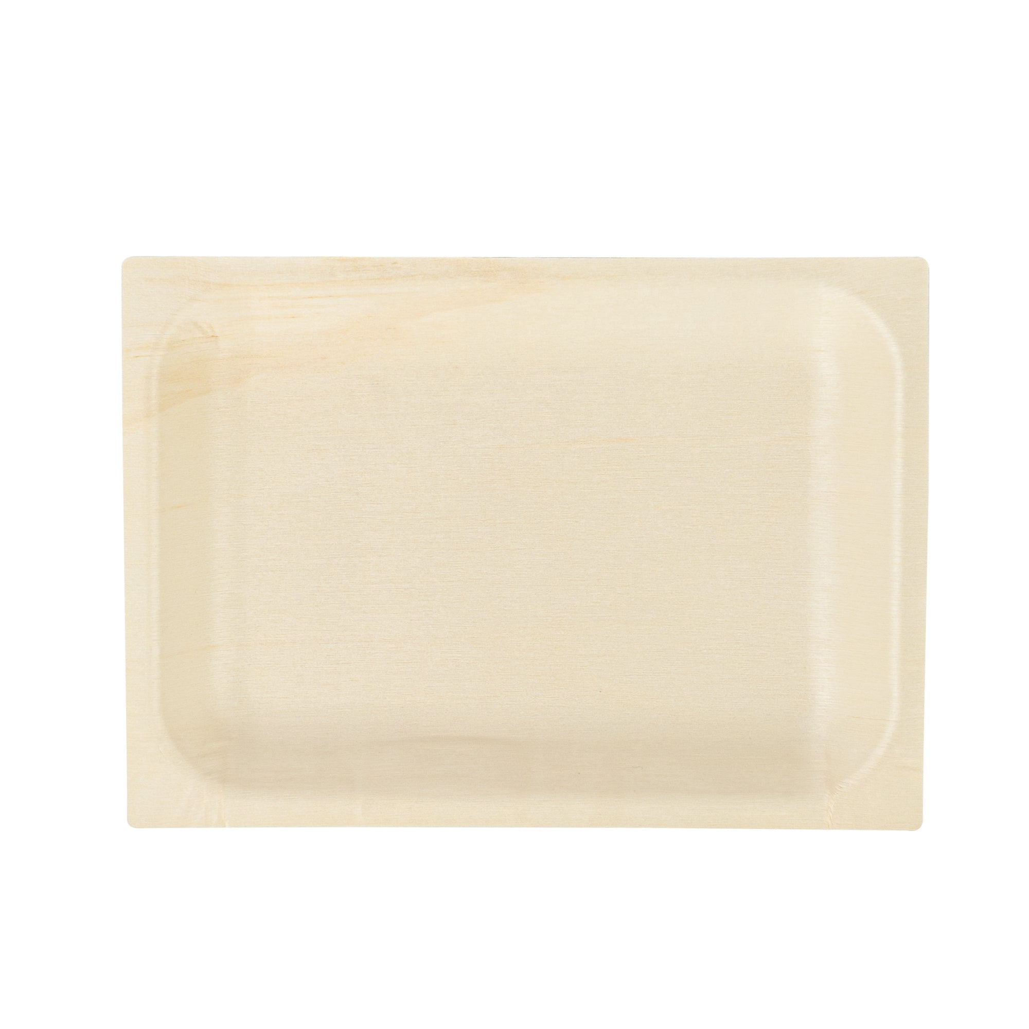 Taipei Rectangle Natural Poplar Plate - 7'' x 5'' x 1/2'' - 50 count box