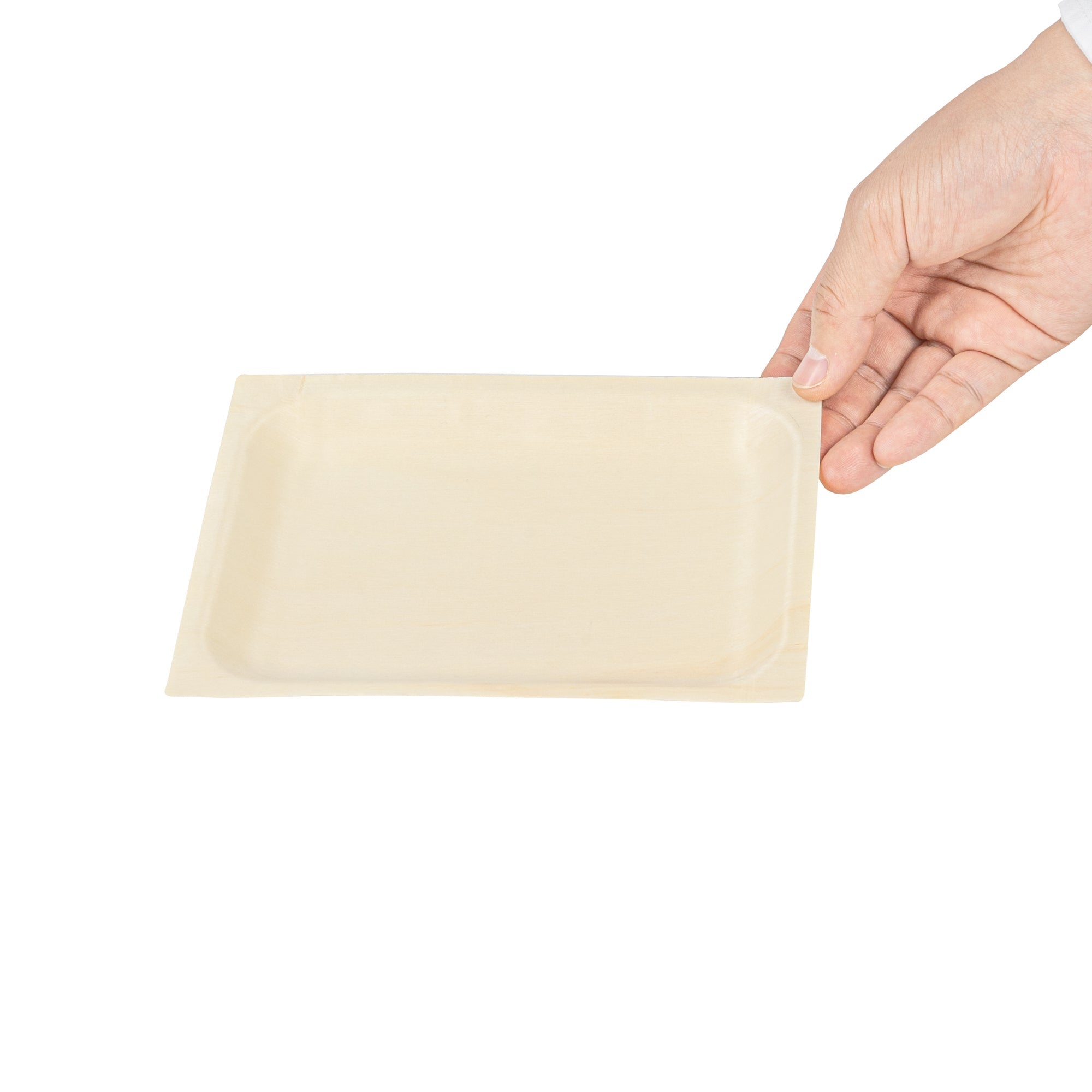 Taipei Rectangle Natural Poplar Plate - 7'' x 5'' x 1/2'' - 200 count box