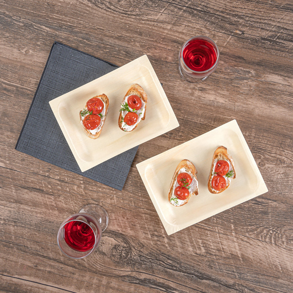 Taipei Rectangle Natural Poplar Plate - 7'' x 5'' x 1/2'' - 200 count box