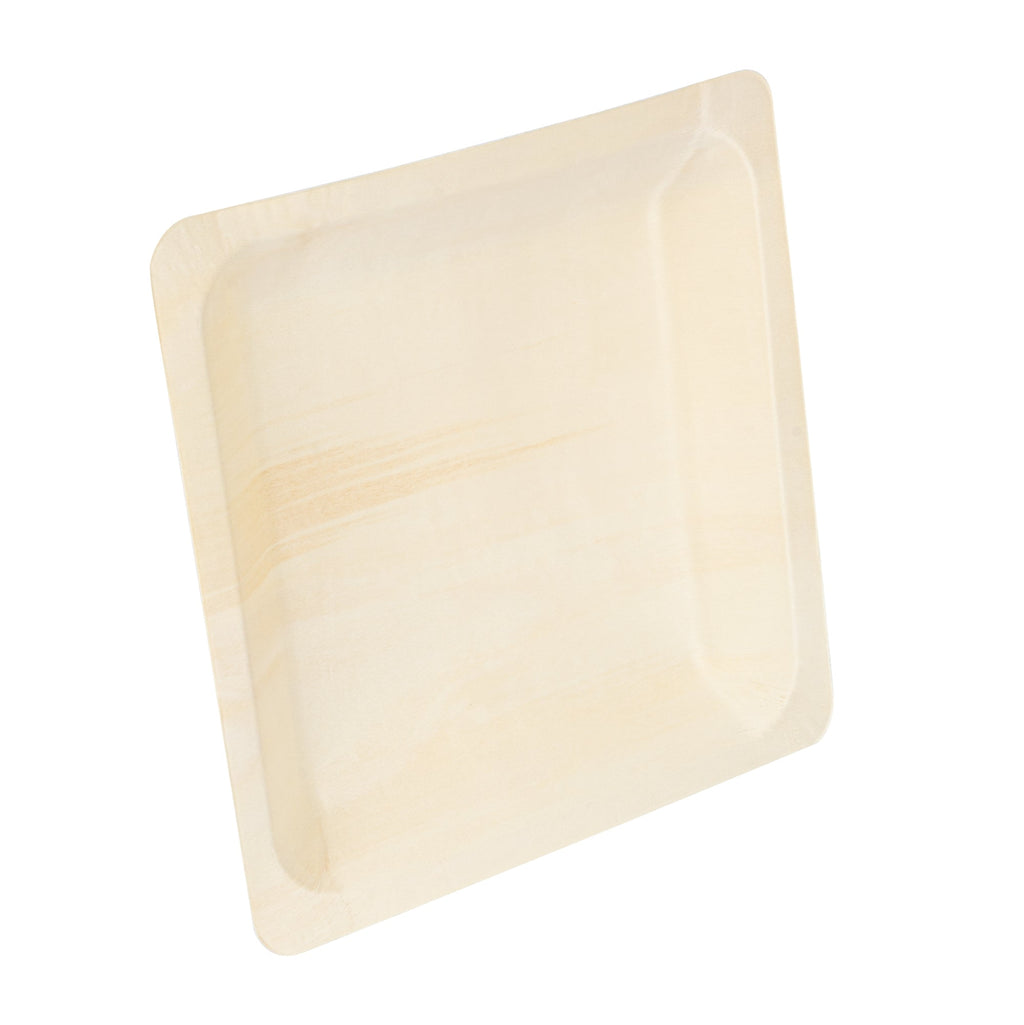 Taipei Square Natural Poplar Plate - 9 3/4'' x 9 3/4'' x 1'' - 50 count box