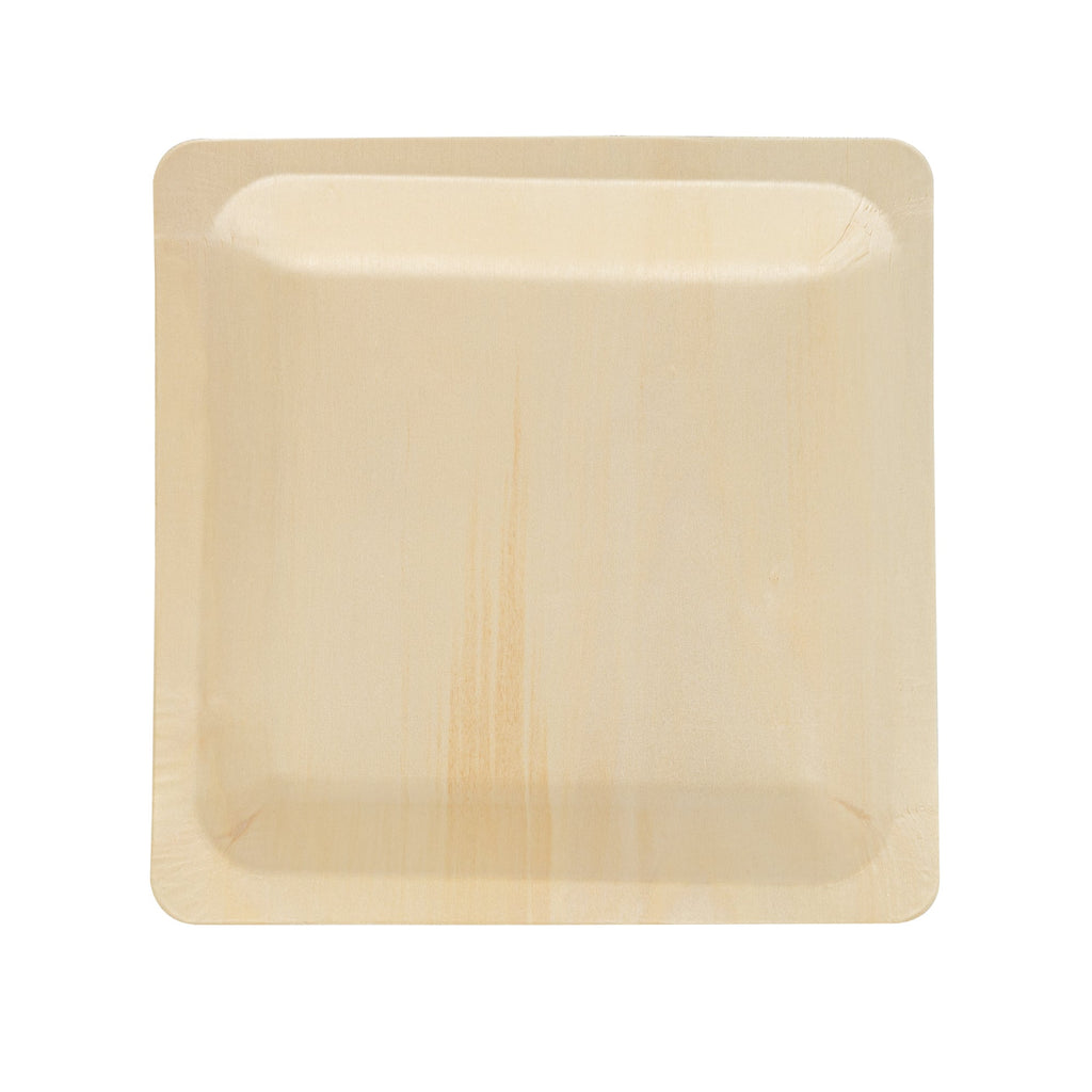 Taipei Square Natural Poplar Plate - 9 3/4'' x 9 3/4'' x 1'' - 200 count box