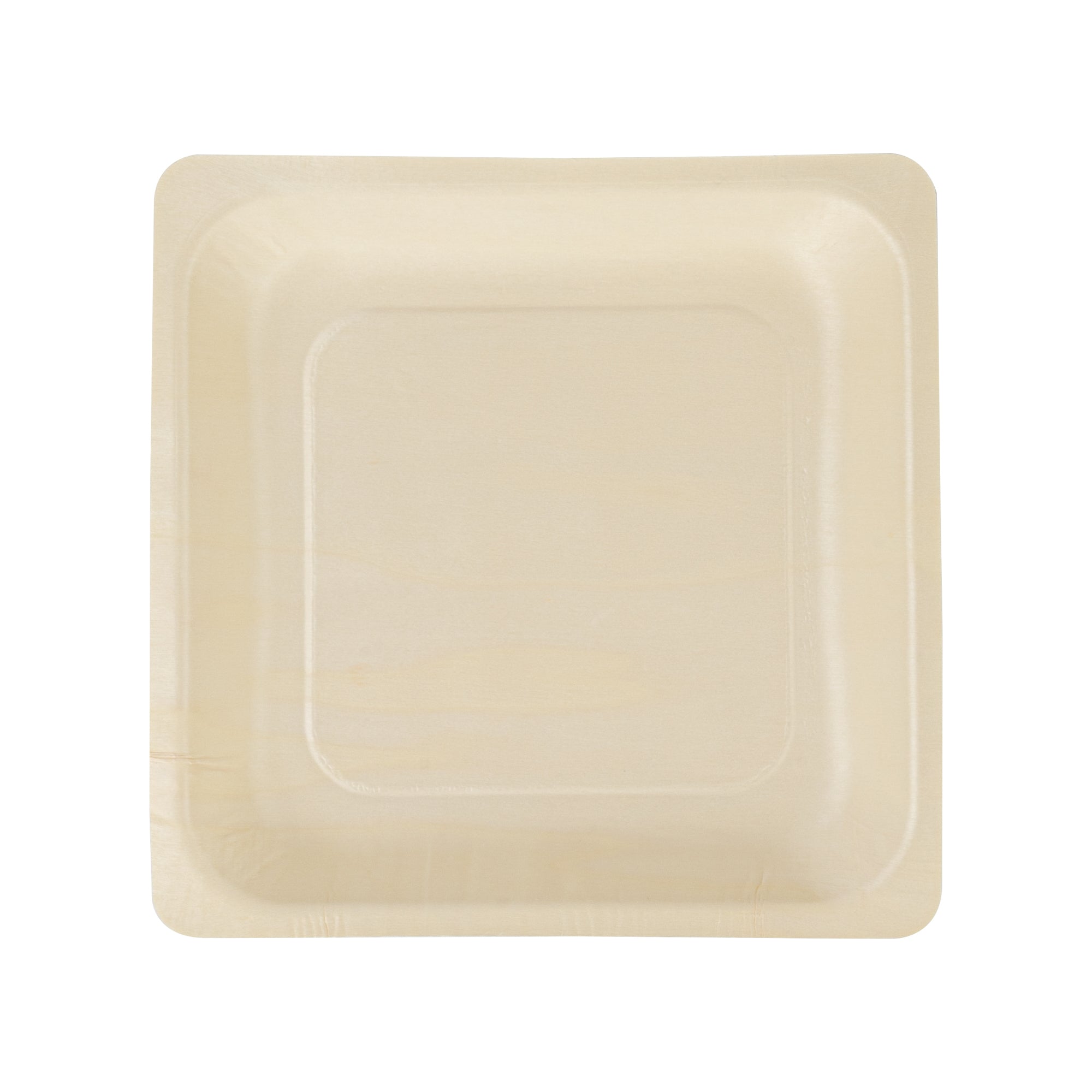 Taipei Square Natural Poplar Plate - 9'' x 9'' x 1'' - 50 count box