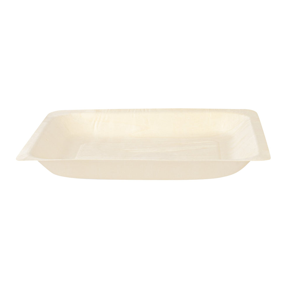 Taipei Square Natural Poplar Plate - 9'' x 9'' x 1'' - 200 count box