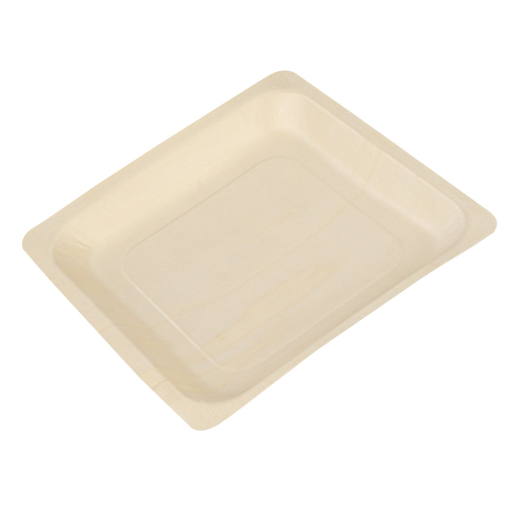 Taipei Square Natural Poplar Plate - 9'' x 9'' x 1'' - 200 count box