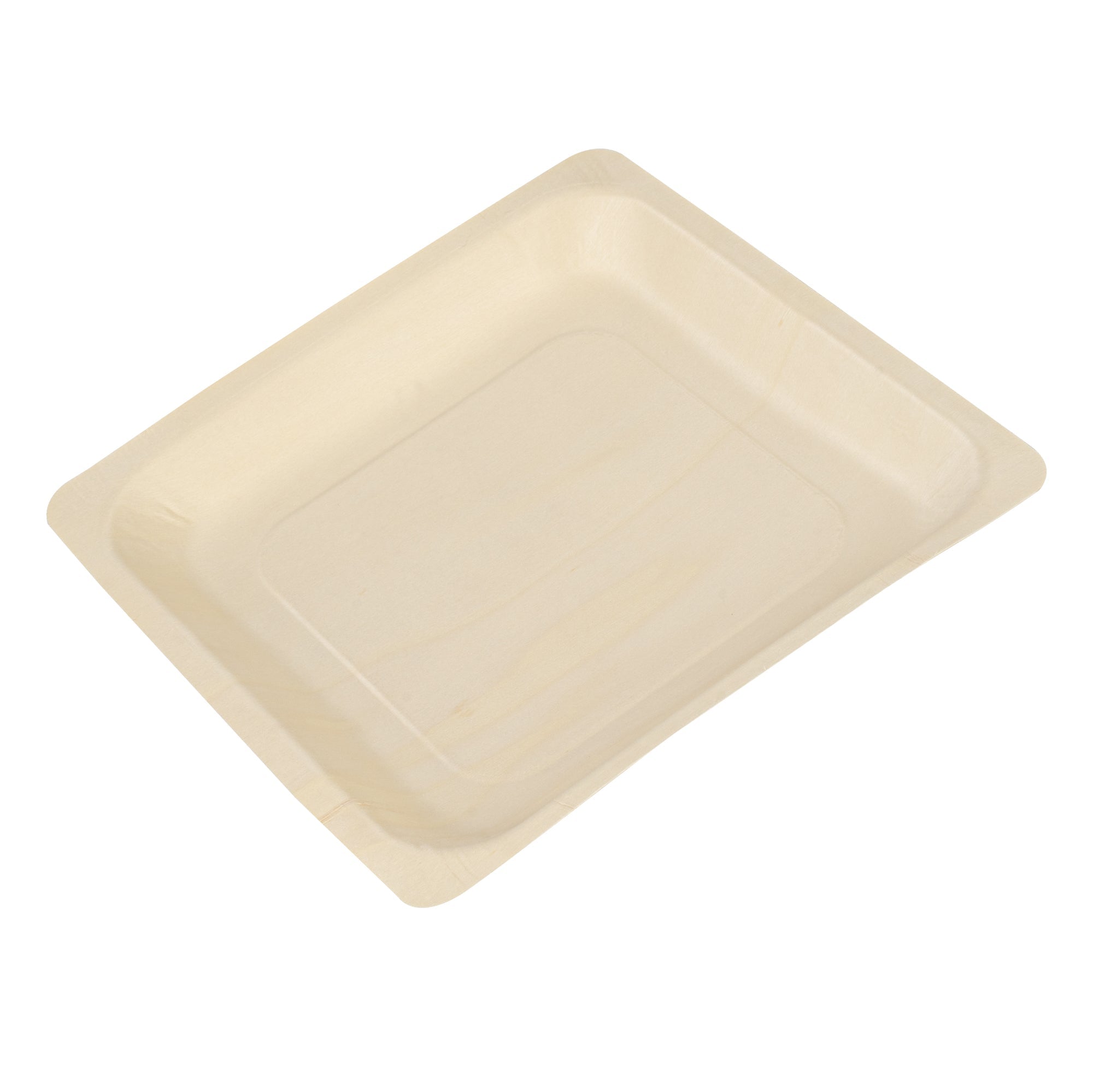 Taipei Square Natural Poplar Plate - 9'' x 9'' x 1'' - 200 count box