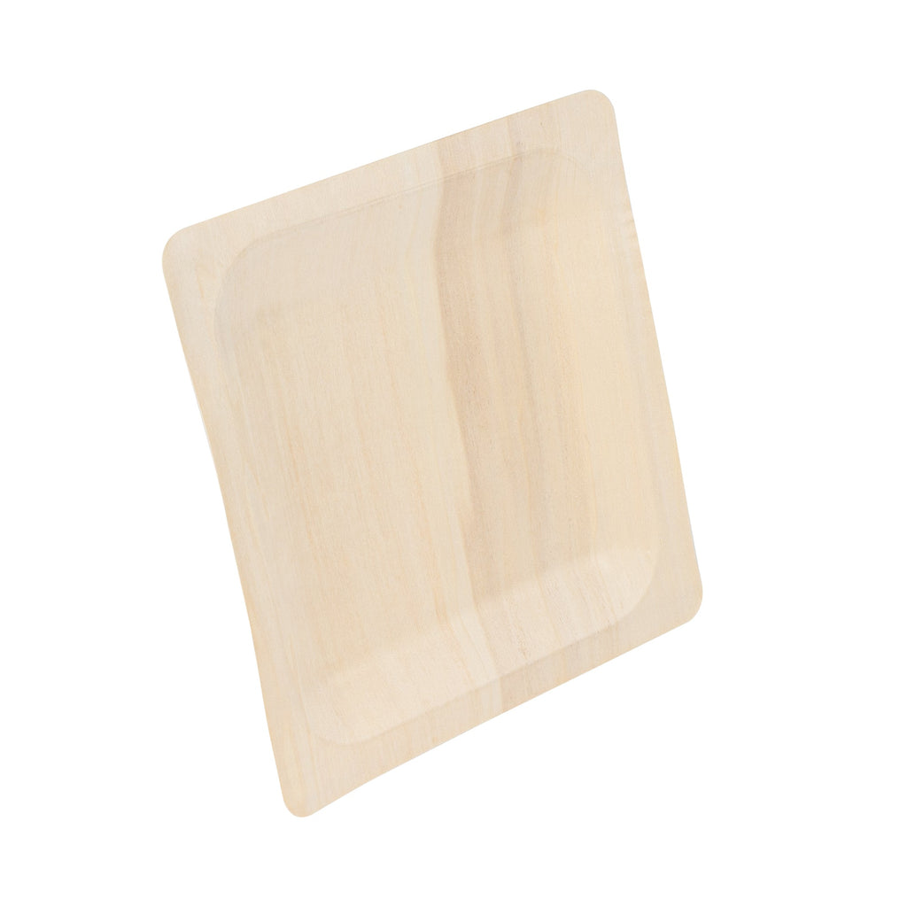 Taipei Square Natural Poplar Plate - 8 1/2'' x 8 1/2'' x 3/4'' - 50 count box