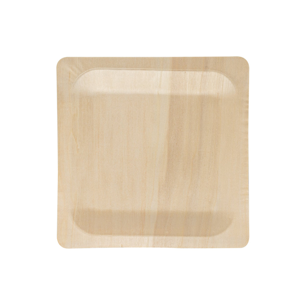 Taipei Square Natural Poplar Plate - 8 1/2'' x 8 1/2'' x 3/4'' - 50 count box