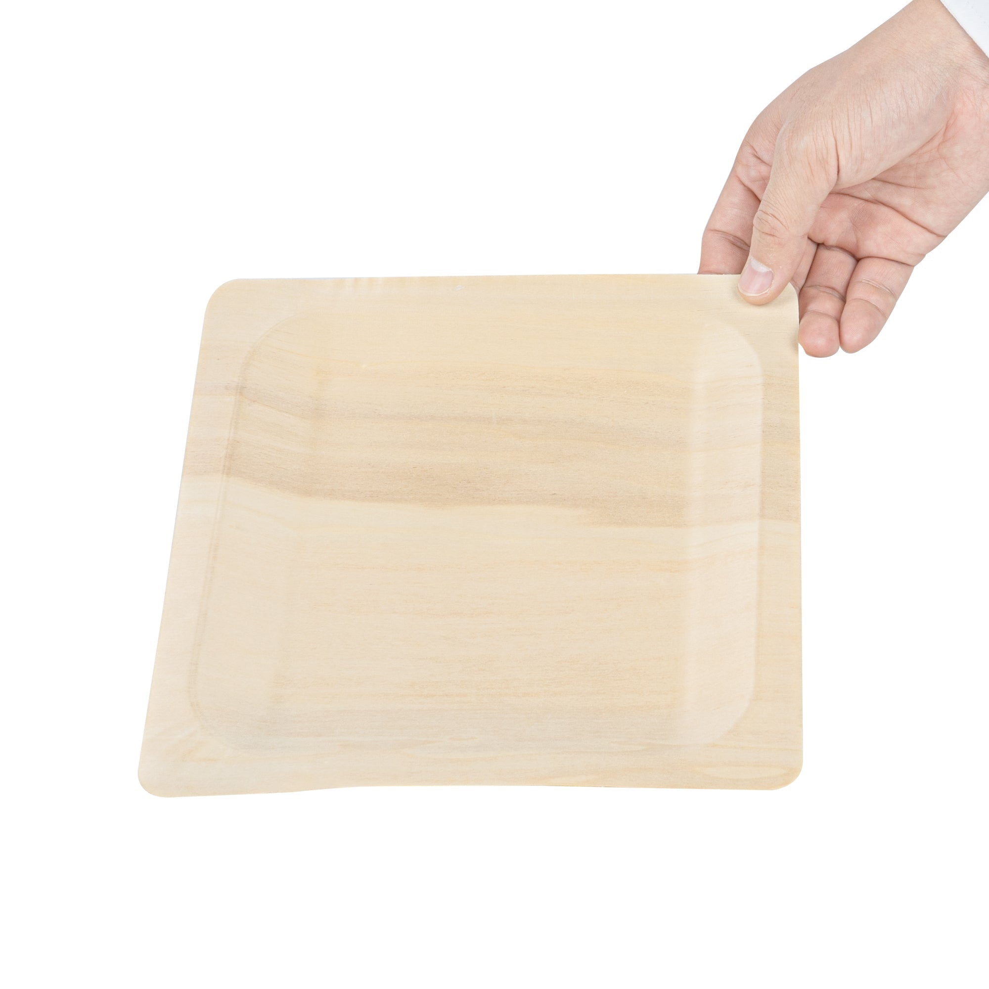 Taipei Square Natural Poplar Plate - 8 1/2'' x 8 1/2'' x 3/4'' - 200 count box