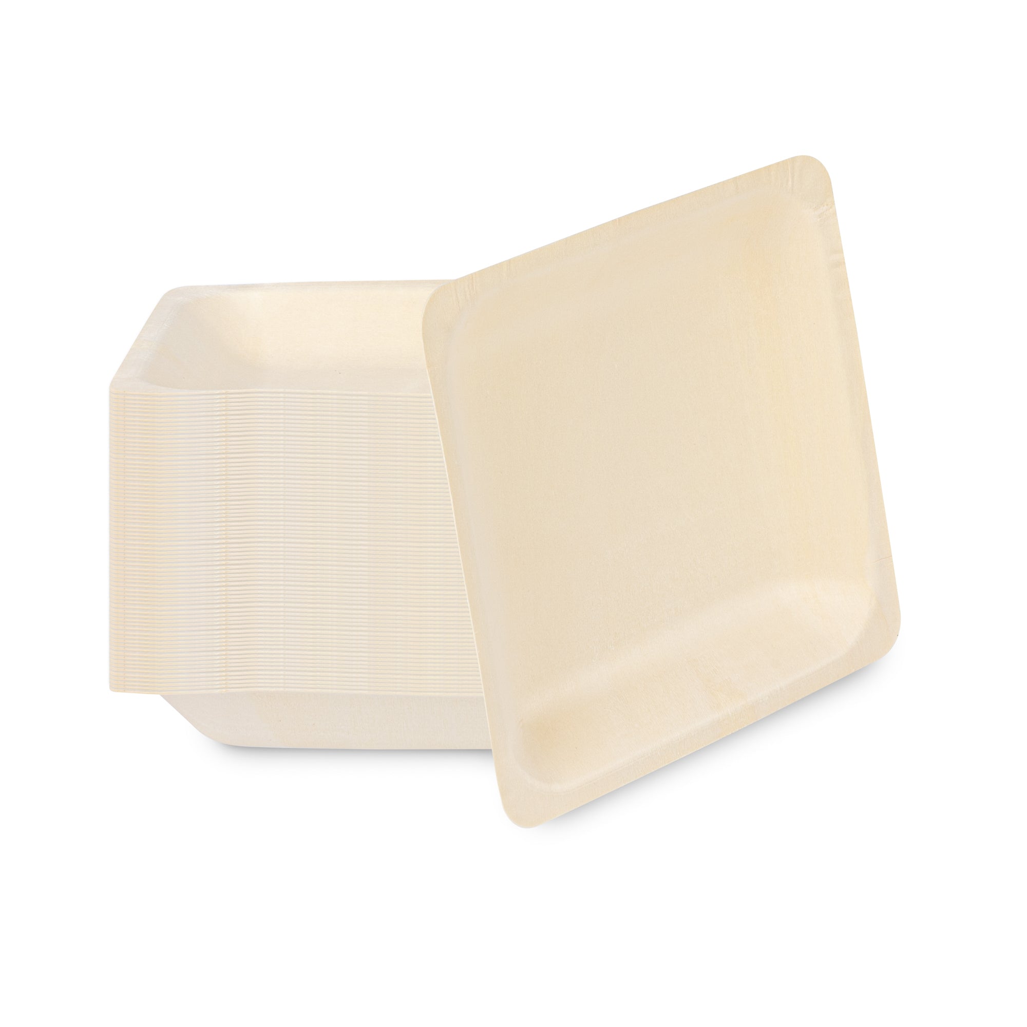 Taipei Square Natural Poplar Plate - 7'' x 7'' x 1'' - 50 count box