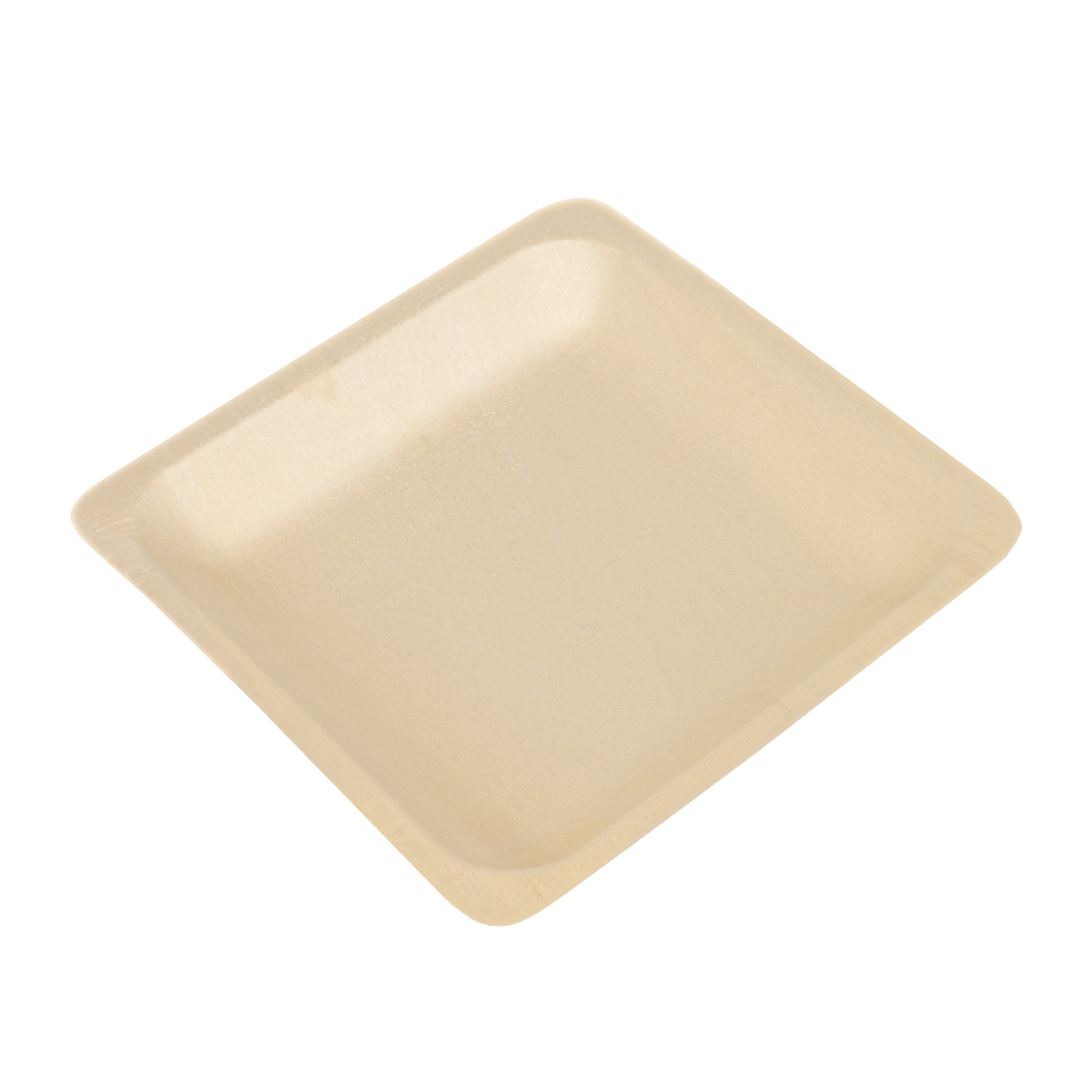 Taipei Square Natural Poplar Plate - 7'' x 7'' x 1'' - 50 count box