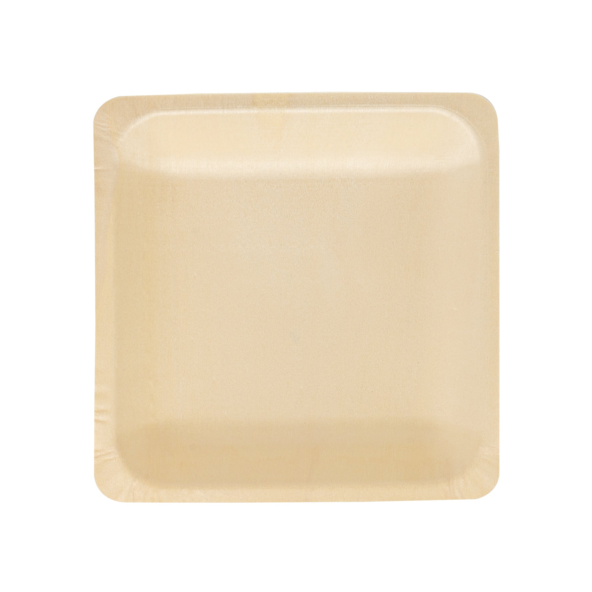 Taipei Square Natural Poplar Plate - 7'' x 7'' x 1'' - 50 count box