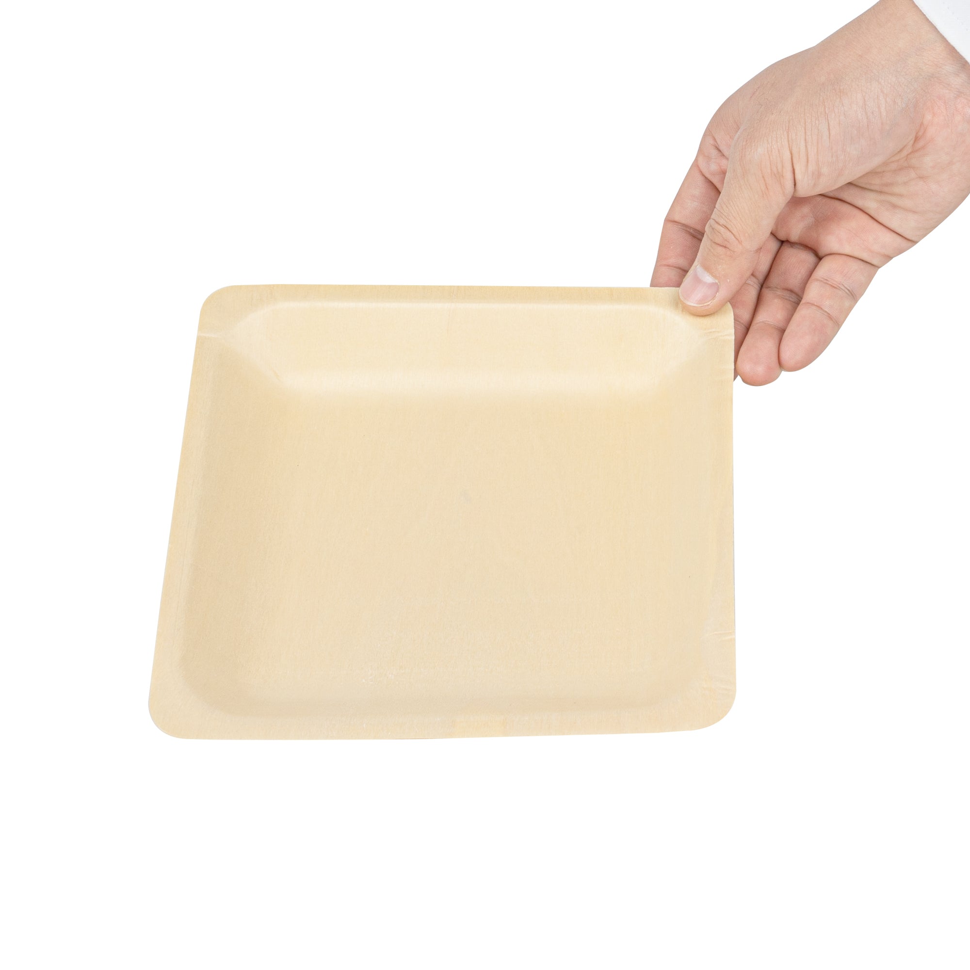 Taipei Square Natural Poplar Plate - 7'' x 7'' x 1'' - 200 count box
