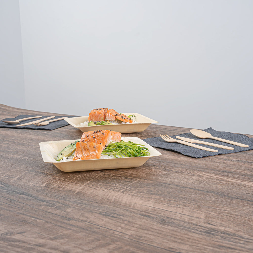 Taipei Square Natural Poplar Plate - 7'' x 7'' x 1'' - 200 count box