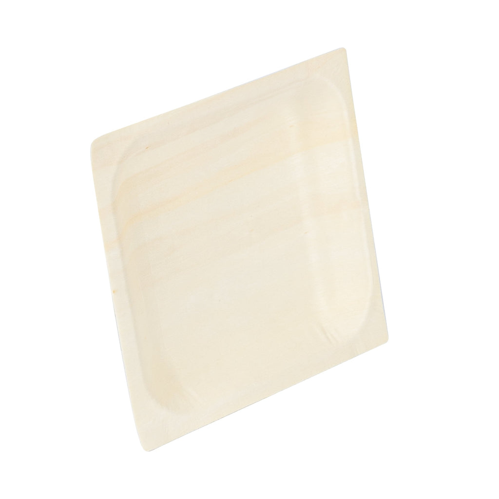 Taipei Square Natural Poplar Plate - 5'' x 5'' x 1/2'' - 50 count box