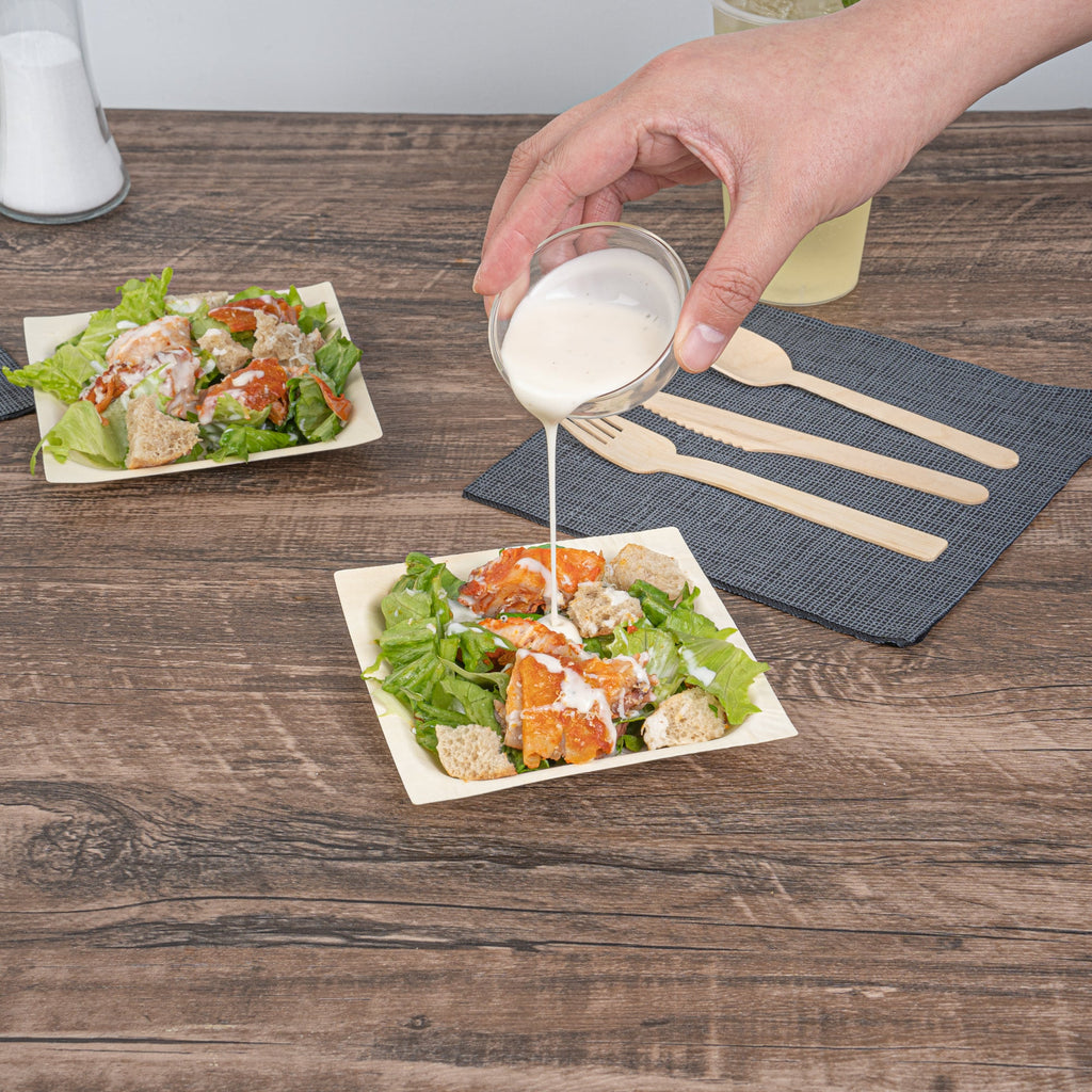 Taipei Square Natural Poplar Plate - 5'' x 5'' x 1/2'' - 50 count box