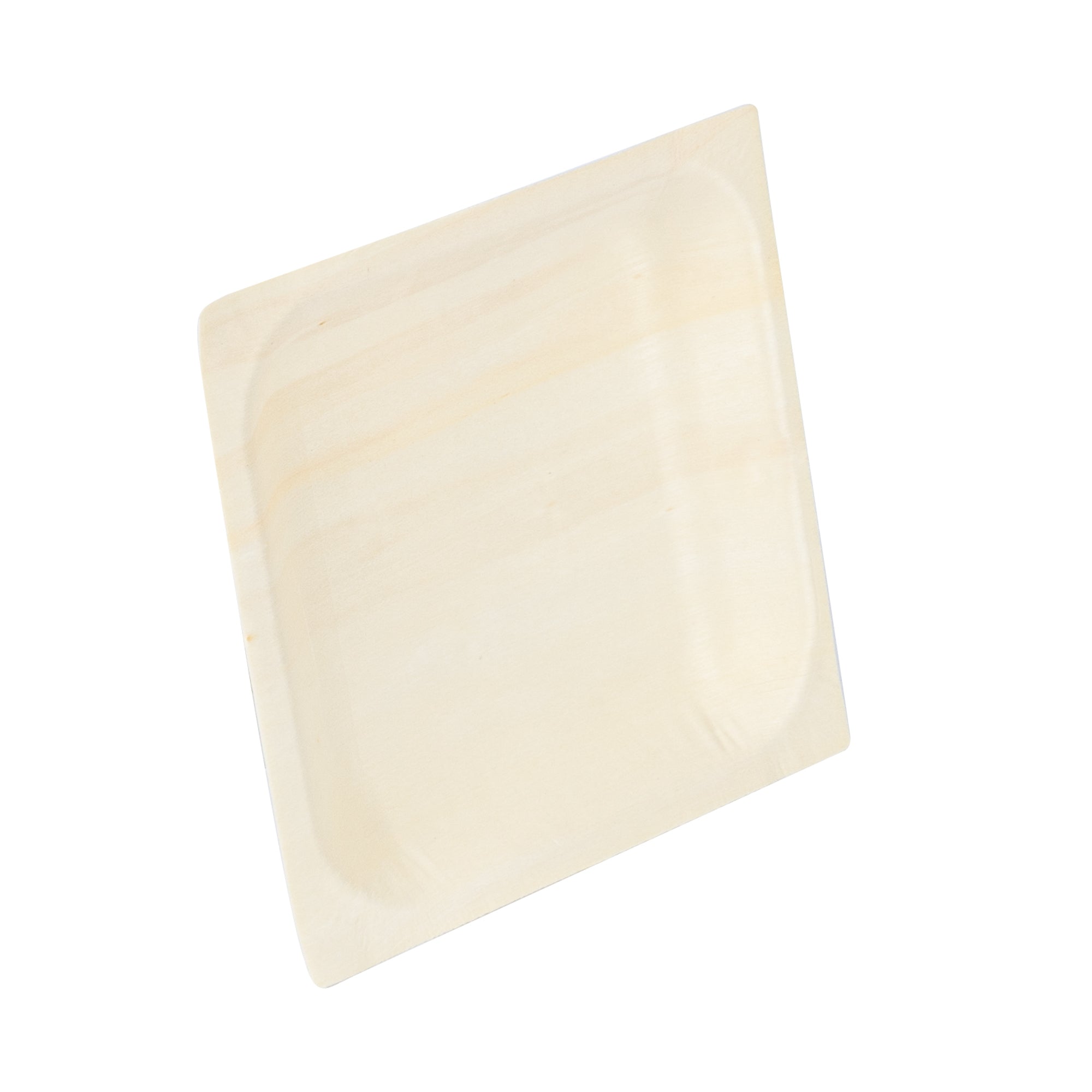 Taipei Square Natural Poplar Plate - 5'' x 5'' x 1/2'' - 200 count box