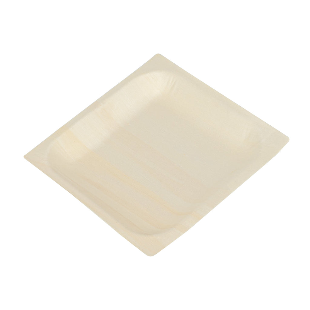 Taipei Square Natural Poplar Plate - 5'' x 5'' x 1/2'' - 200 count box