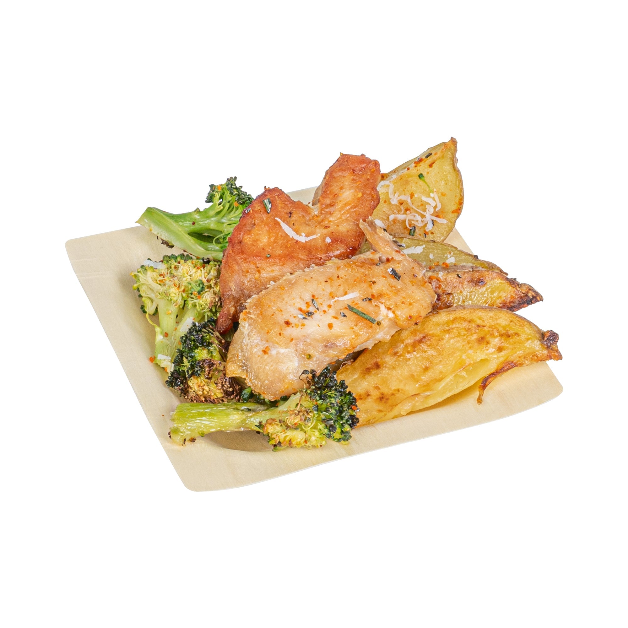 Taipei Square Natural Poplar Plate - 4'' x 4'' - 200 count box