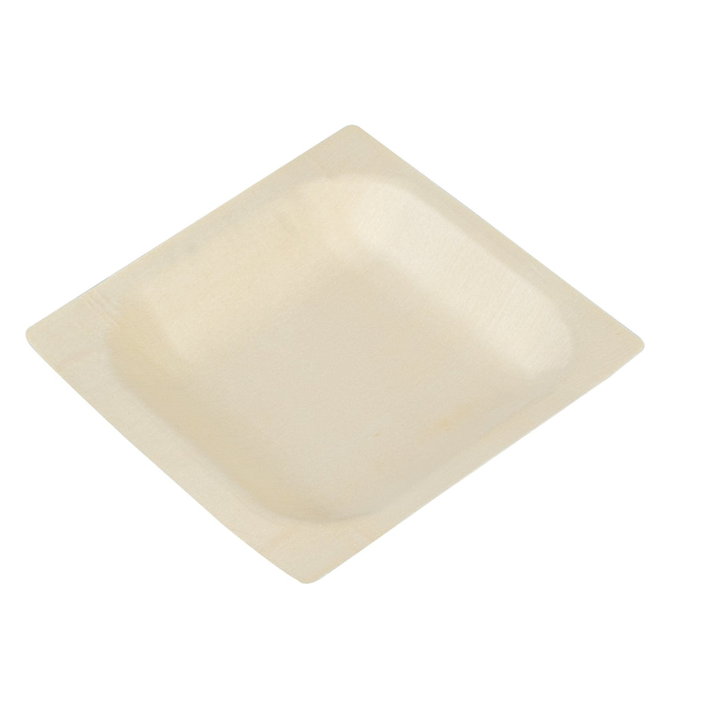 Taipei Square Natural Poplar Plate - 4'' x 4'' - 200 count box