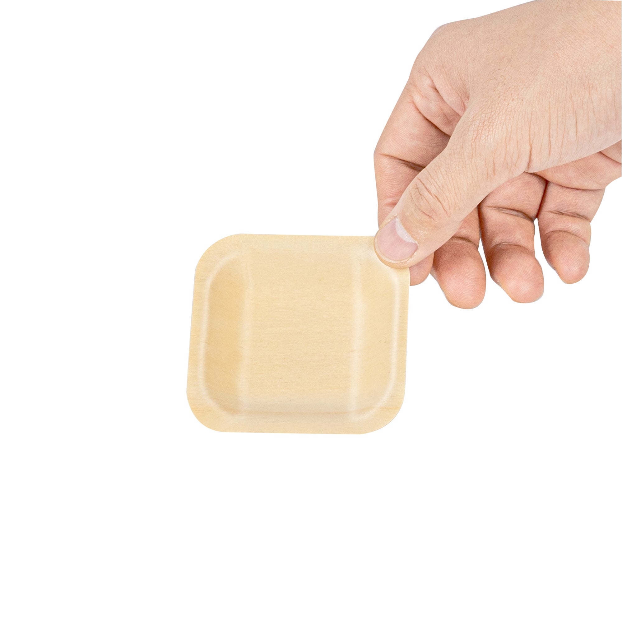 Taipei Square Natural Poplar Plate - 2 3/4'' x 2 3/4'' - 200 count box