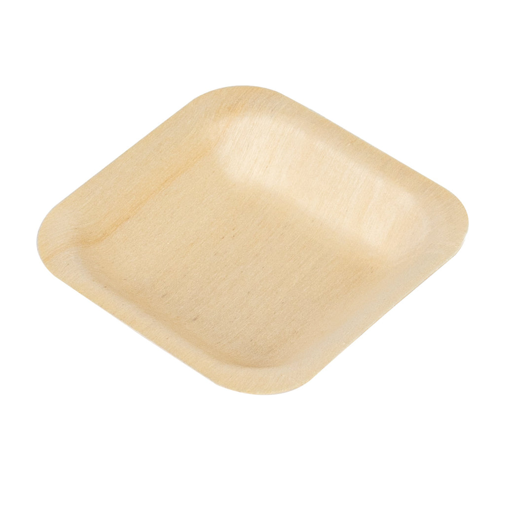 Taipei Square Natural Poplar Plate - 2 3/4'' x 2 3/4'' - 200 count box