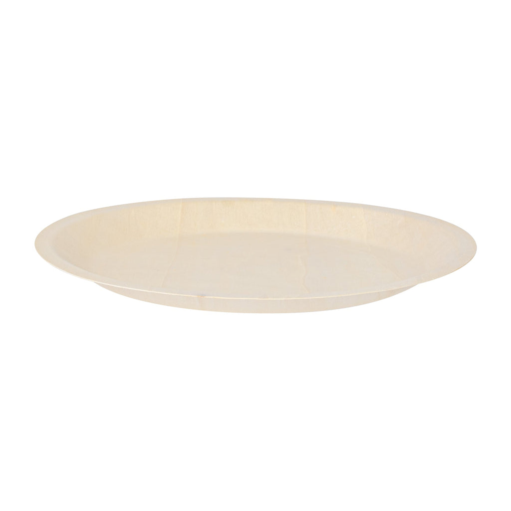 Taipei Round Natural Poplar Plate - 10 1/4'' x 10 1/4'' x 3/4'' - 50 count box