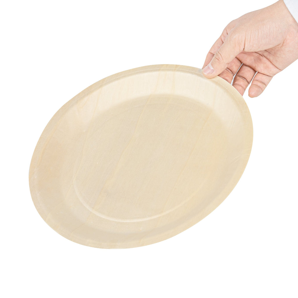 Taipei Round Natural Poplar Plate - 10 1/4'' x 10 1/4'' x 3/4'' - 200 count box