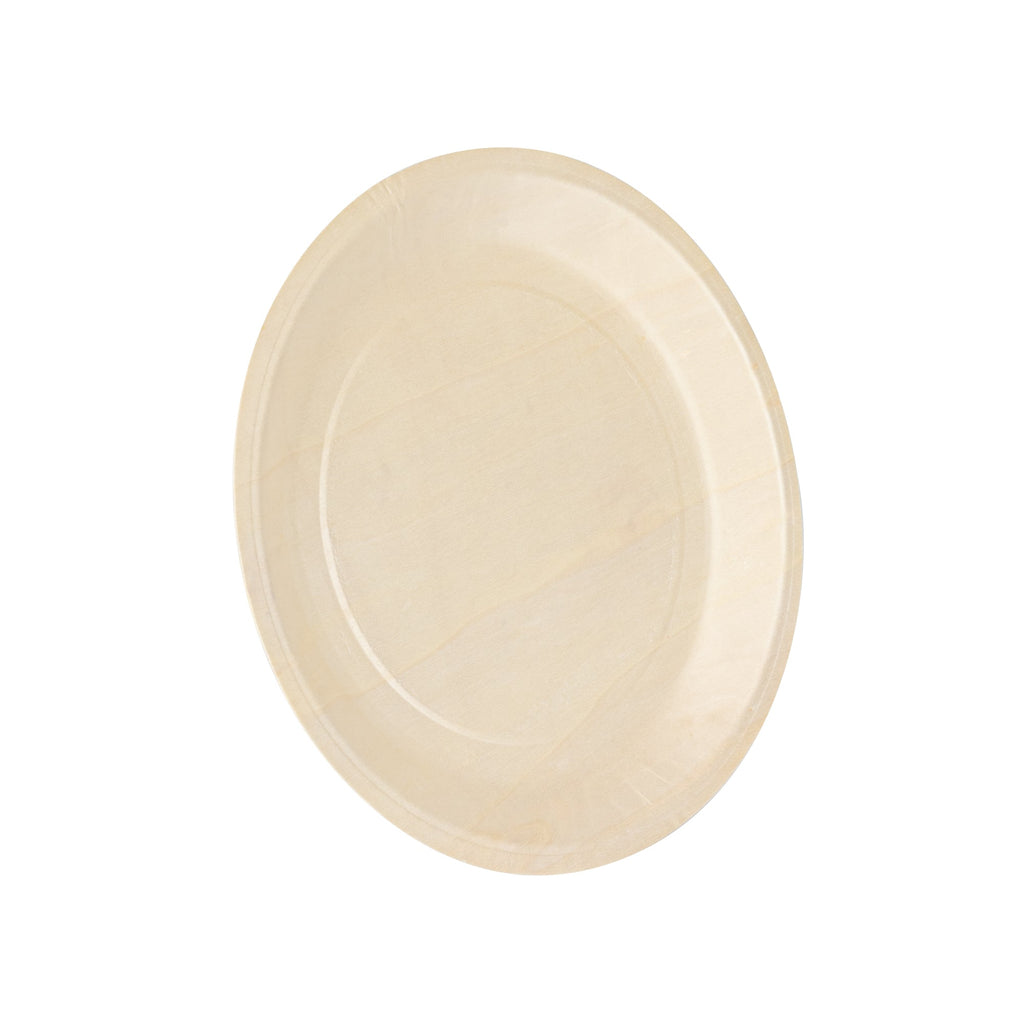 Taipei Round Natural Poplar Plate - 10 1/4'' x 10 1/4'' x 3/4'' - 200 count box