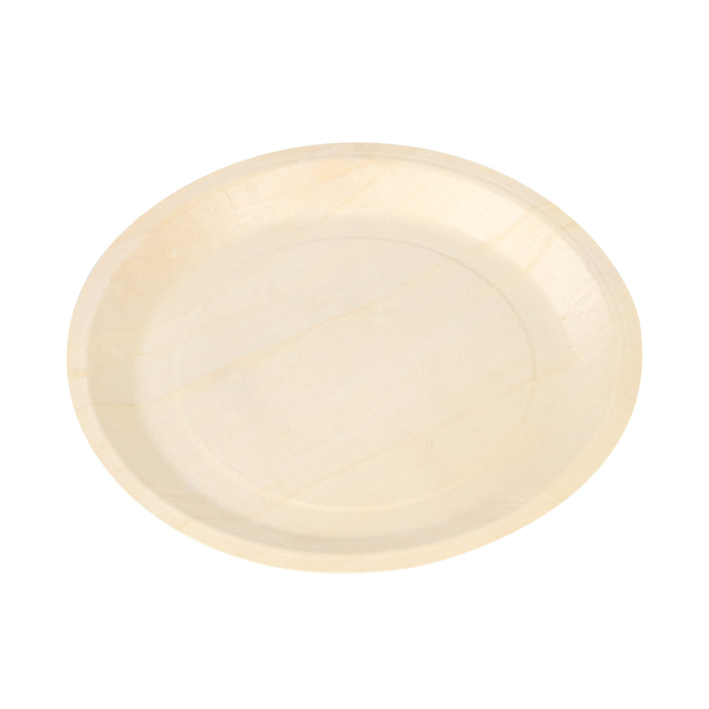 Taipei Round Natural Poplar Plate - 10 1/4'' x 10 1/4'' x 3/4'' - 200 count box