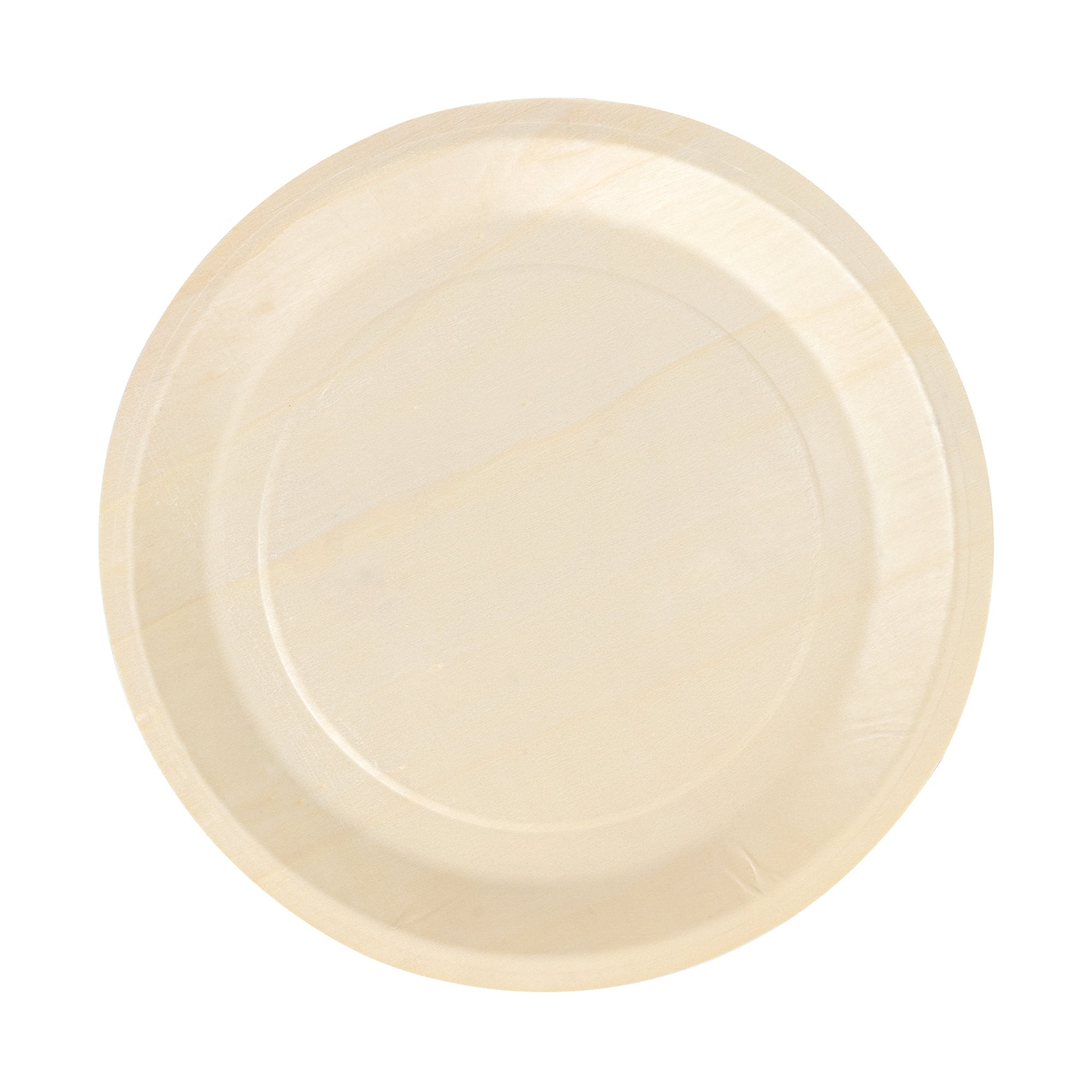 Taipei Round Natural Poplar Plate - 10 1/4'' x 10 1/4'' x 3/4'' - 200 count box