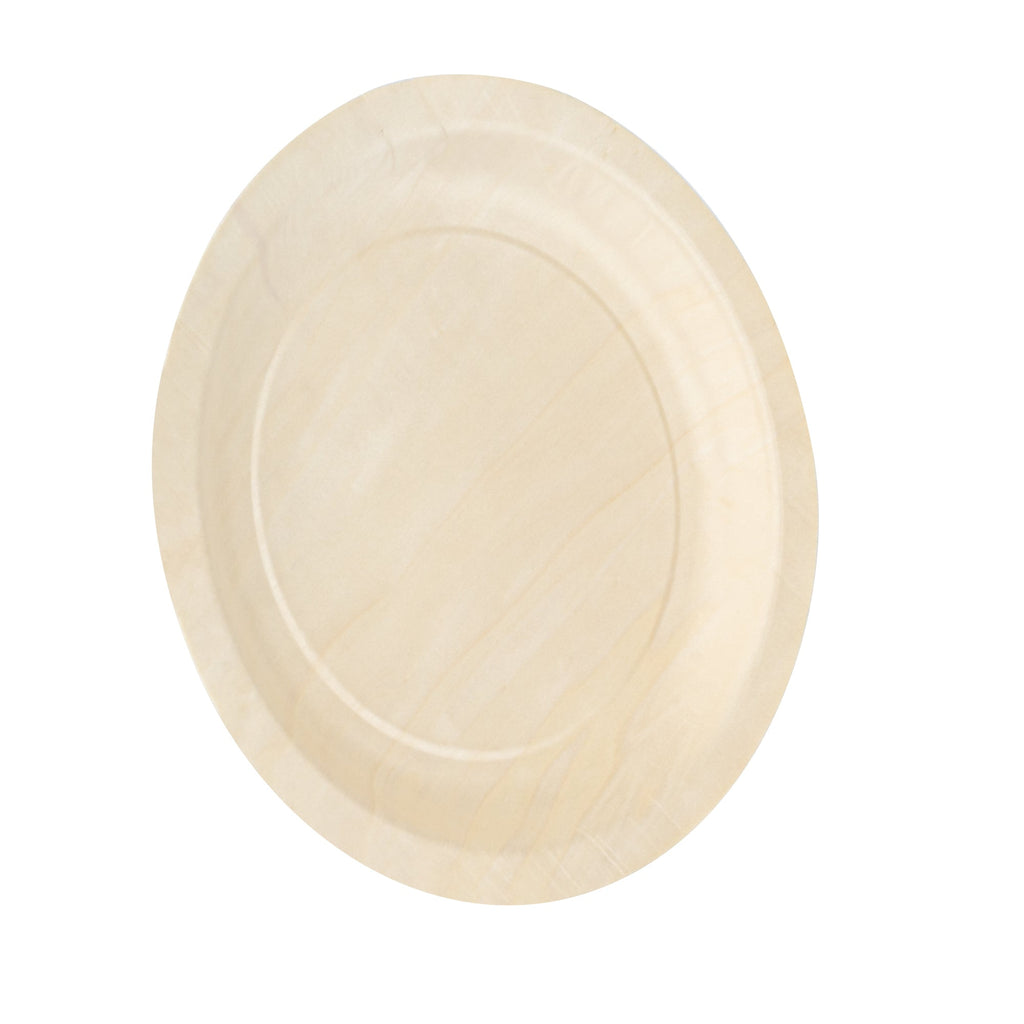Taipei Round Natural Poplar Plate - 9 1/2'' x 9 1/2'' x 1/2'' - 50 count box