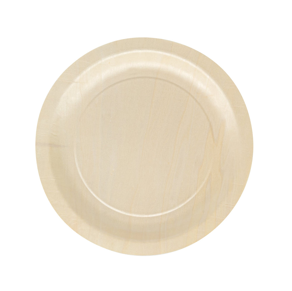 Taipei Round Natural Poplar Plate - 9 1/2'' x 9 1/2'' x 1/2'' - 200 count box