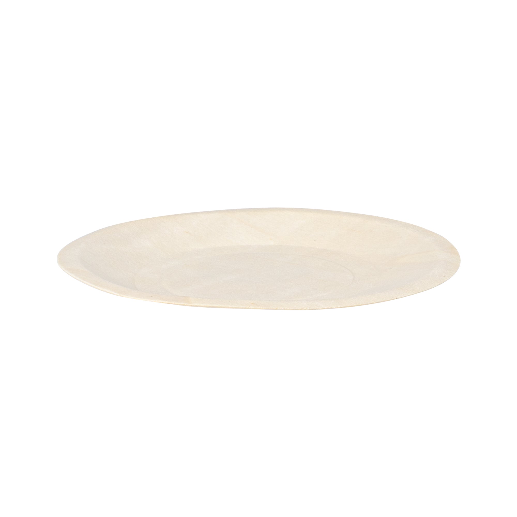 Taipei Round Natural Poplar Plate - 6'' x 6'' - 50 count box