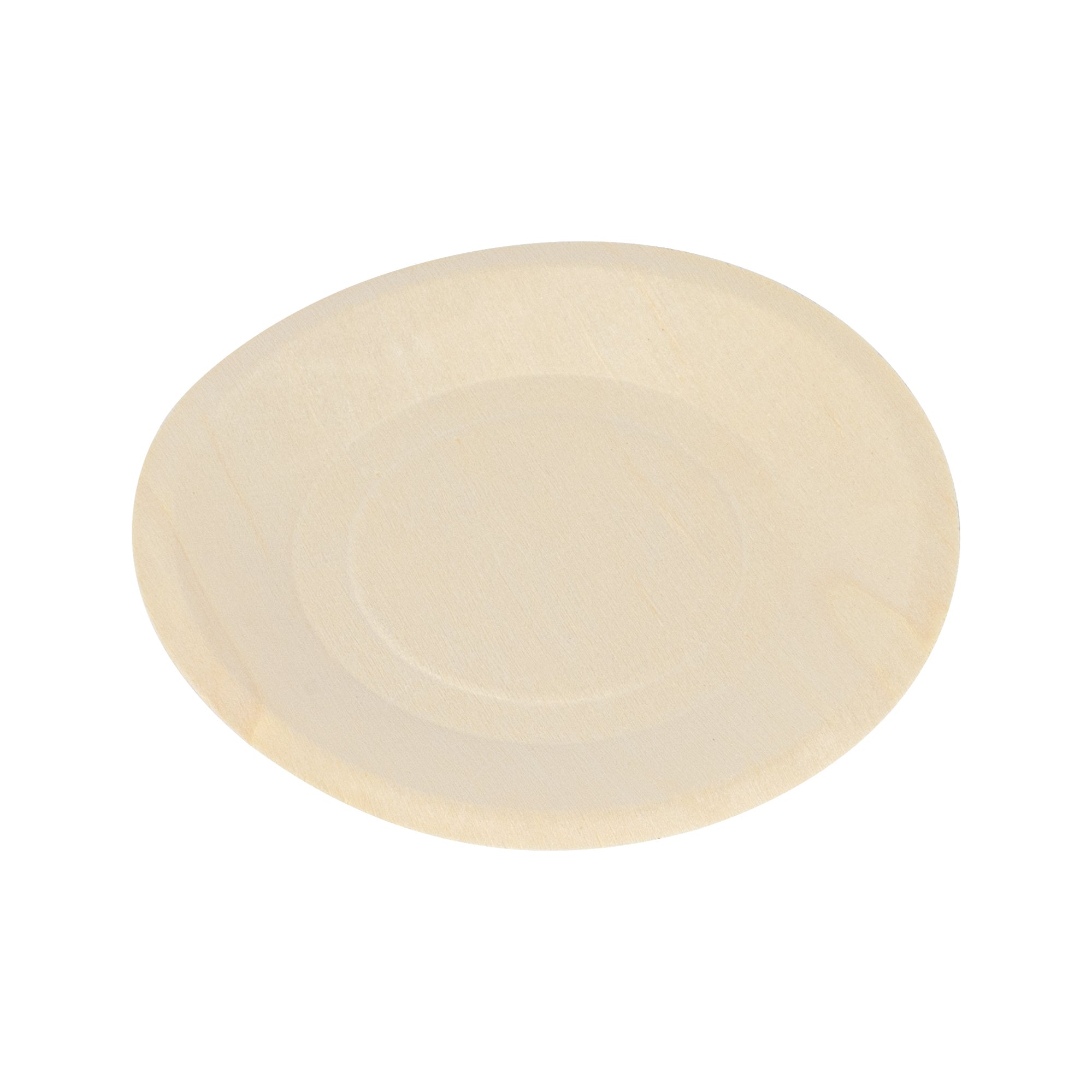 Taipei Round Natural Poplar Plate - 6'' x 6'' - 50 count box
