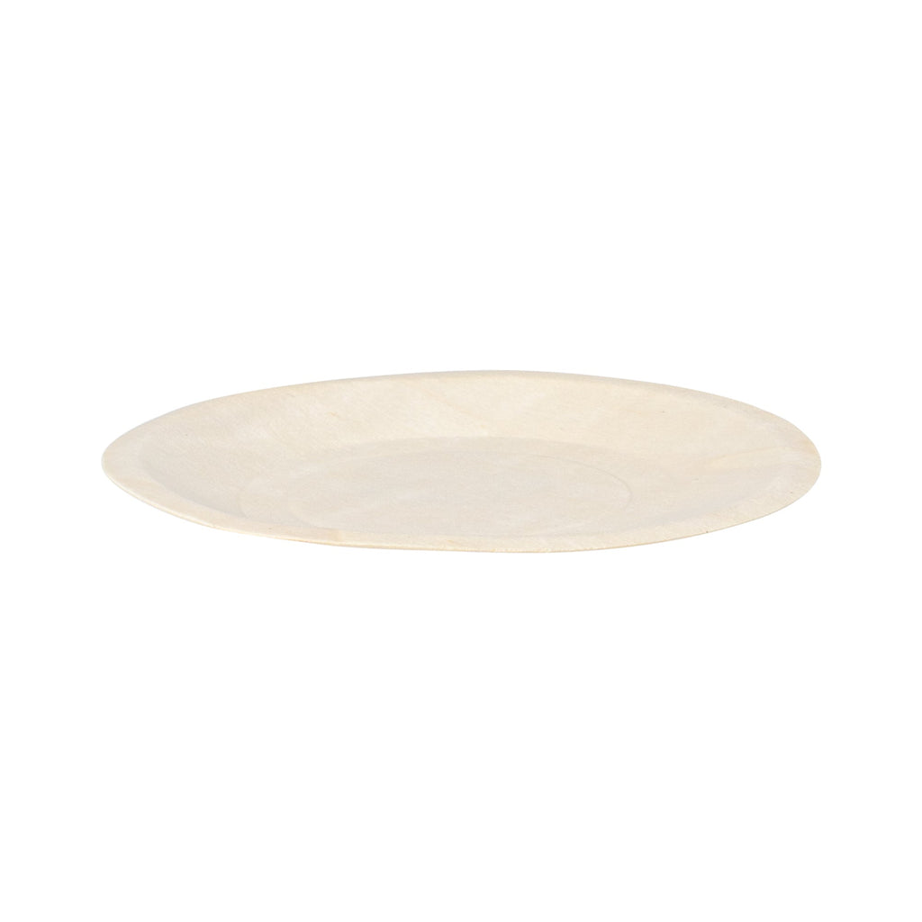 Taipei Round Natural Poplar Plate - 6'' x 6'' - 200 count box