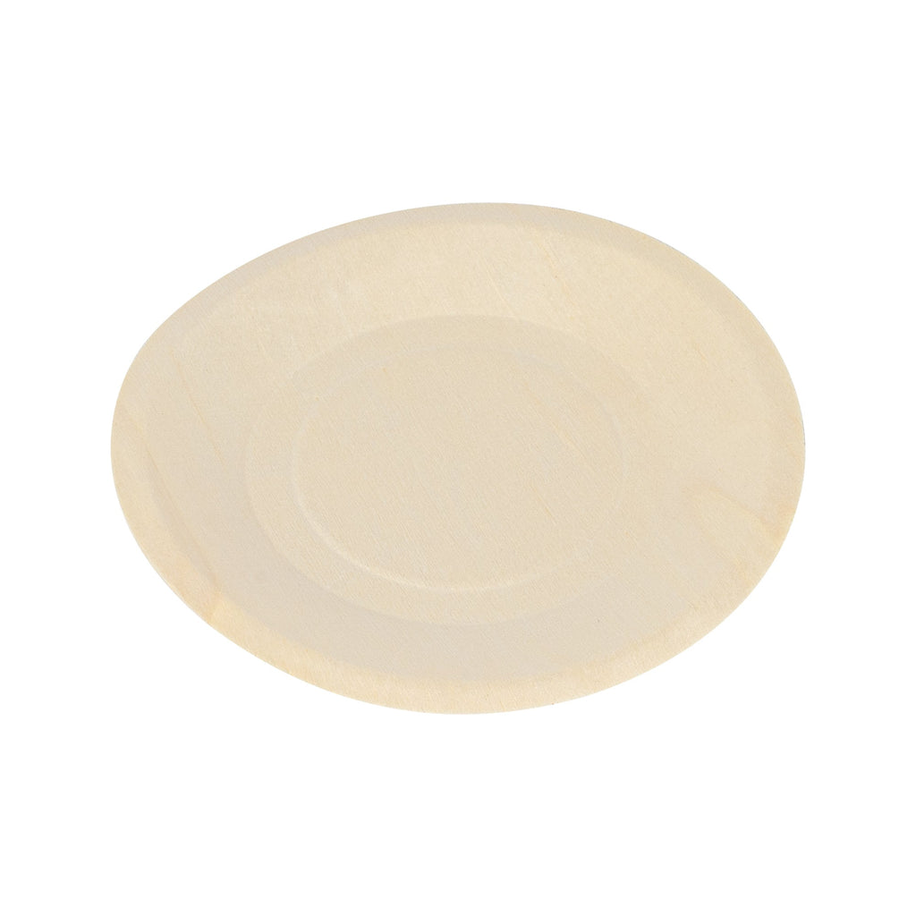 Taipei Round Natural Poplar Plate - 6'' x 6'' - 200 count box