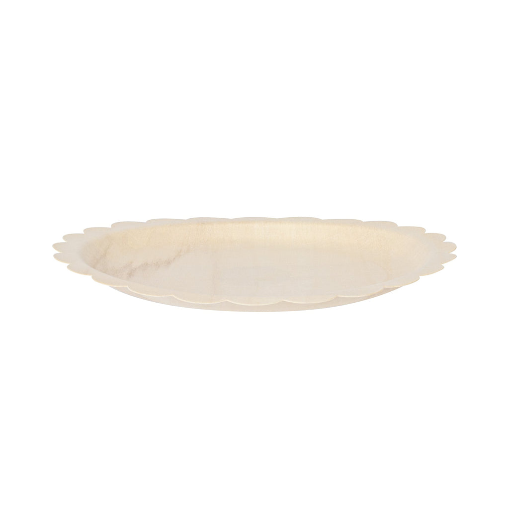 Taipei Round Natural Poplar Plate - with Scalloped Edge - 9 1/4'' x 9 1/4'' - 200 count box