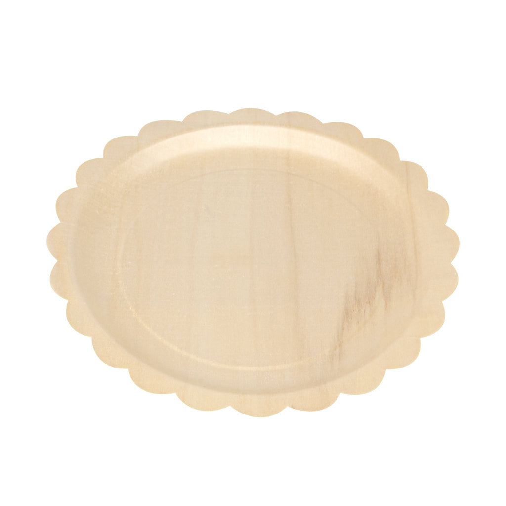 Taipei Round Natural Poplar Plate - with Scalloped Edge - 9 1/4'' x 9 1/4'' - 200 count box