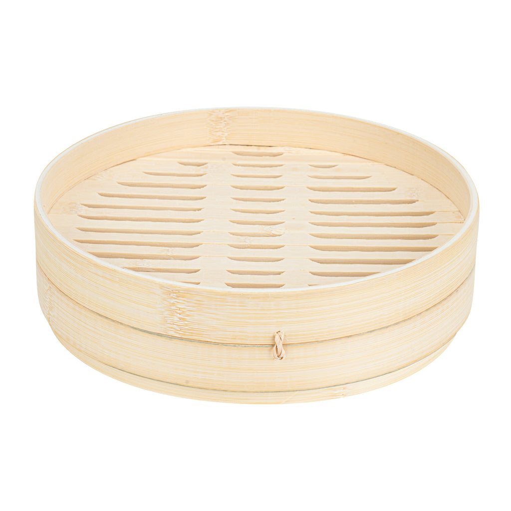Motomori Round Natural Bamboo Steamer - 10'' x 10'' x 4'' - 1 count box