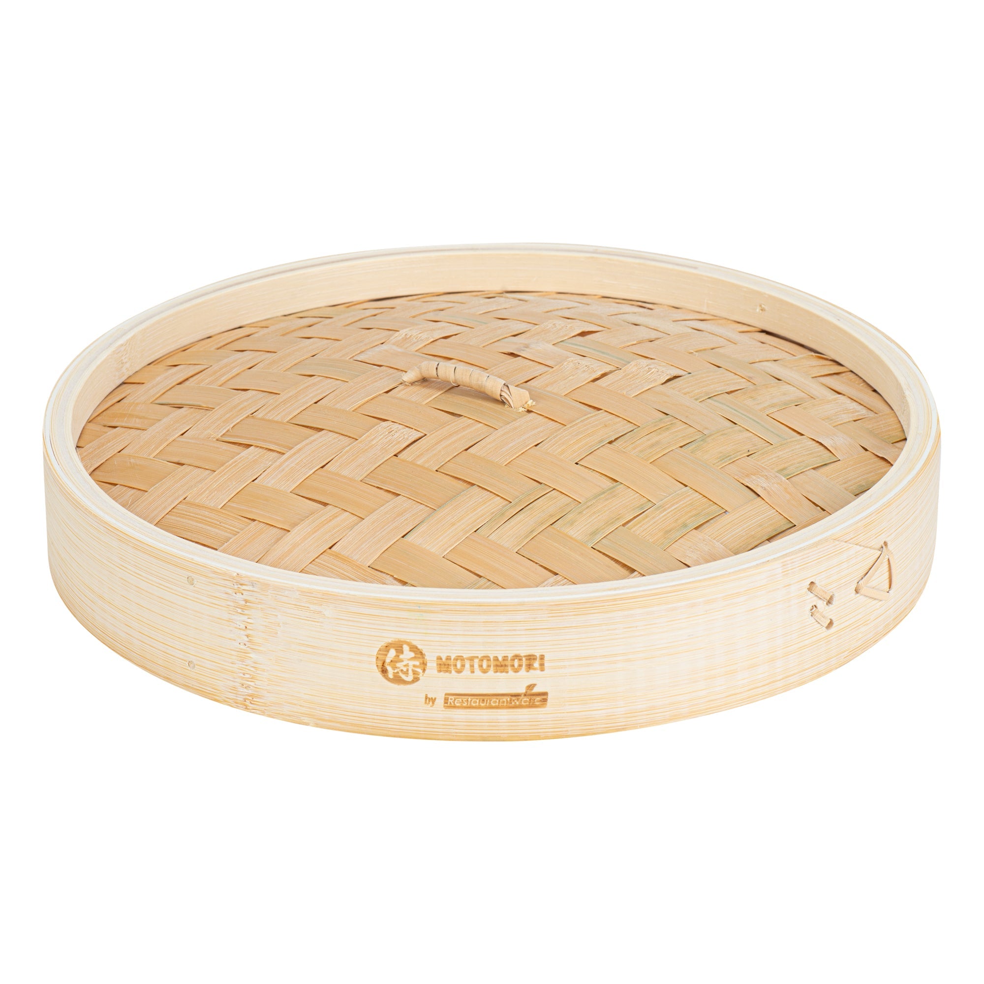Motomori Round Natural Bamboo Steamer - 10'' x 10'' x 4'' - 10 count box