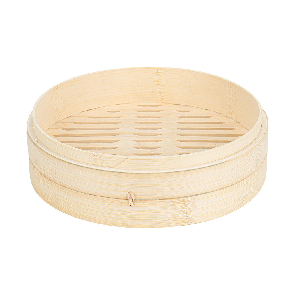 Motomori Round Natural Bamboo Steamer - 10'' x 10'' x 4'' - 10 count box