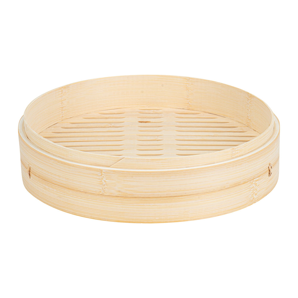 Motomori Round Natural Bamboo Steamer - 12'' x 12'' x 4'' - 1 count box