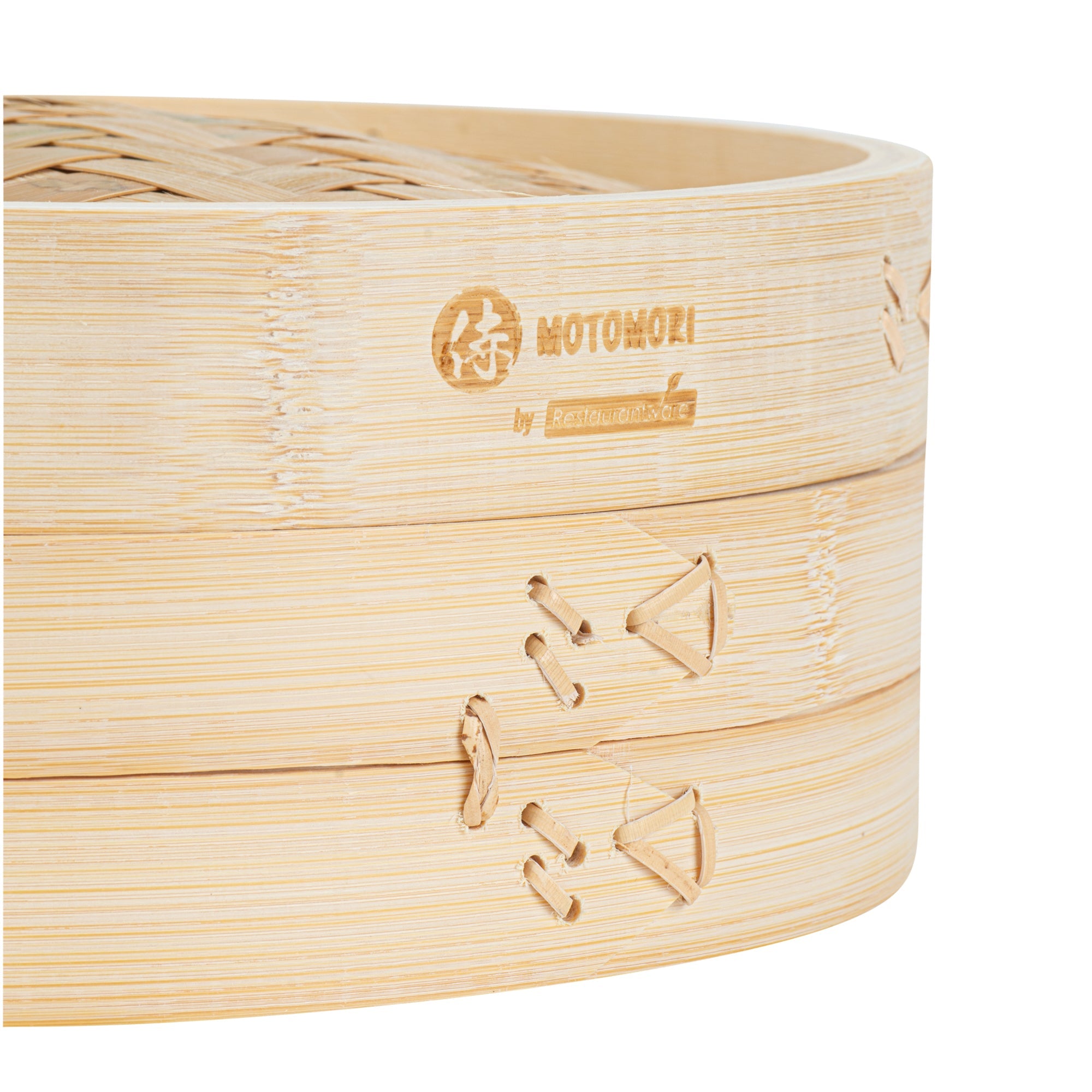 Motomori Round Natural Bamboo Steamer - 12'' x 12'' x 4'' - 10 count box